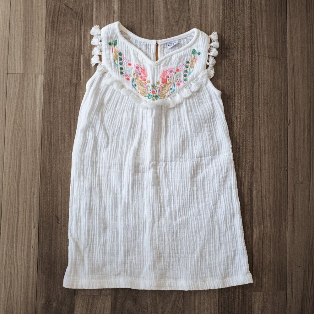 Egg New York Girls Danielle White Embroidered Dress Size 6Y
